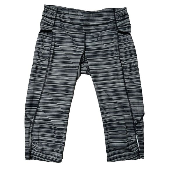 Athleta Stripe Leggings Capri Cropped Pockets - Picture 1 of 15
